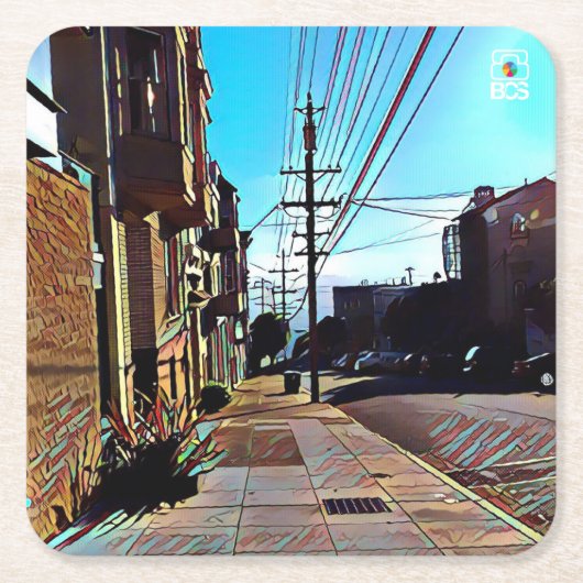 サンフランシスコNobの丘の紙のコースター スクエアペーパーコースター (正面)