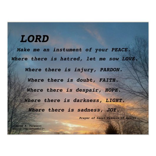 サンフランシス祈りの言葉光沢ポスター ポスター (正面)