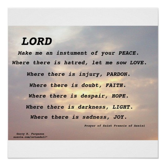 サンフランシス祈りの言葉光沢ポスター ポスター (正面)