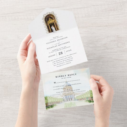 サンフランシ図解入りの、写真付きのス結婚コ オールインワン招待状 (貼ってはがせる)