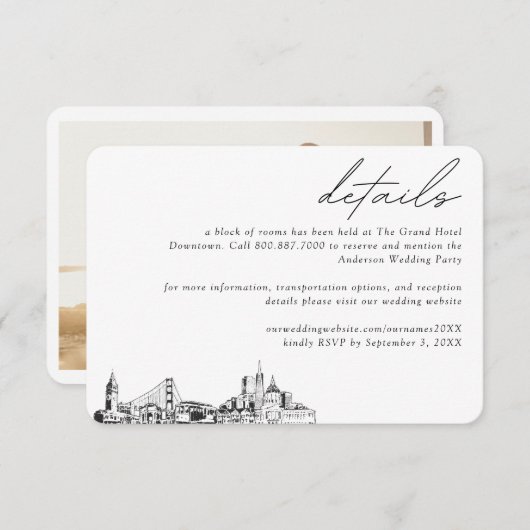 サンフランシ結婚スホテルルームブロック詳細 エンクロージャーカード (正面/裏面)