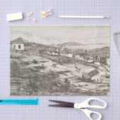 サンフランスのフランシスコの都市と湾のエッチング 薄葉紙 (クラフト)