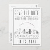 サンフラン結婚ズ |スタイル設定されたスカイライン日付を保存 ポストカード (正面/裏面)