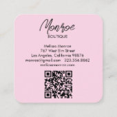 サンフローラボホQRコーエレガントドピンク スクエア名刺 (裏面)