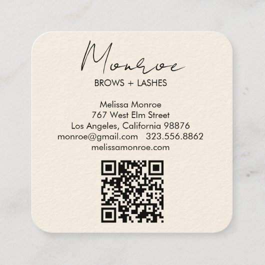 サンフローラボーホラインアートエレガントQRコードクリーム スクエア名刺 (裏面)