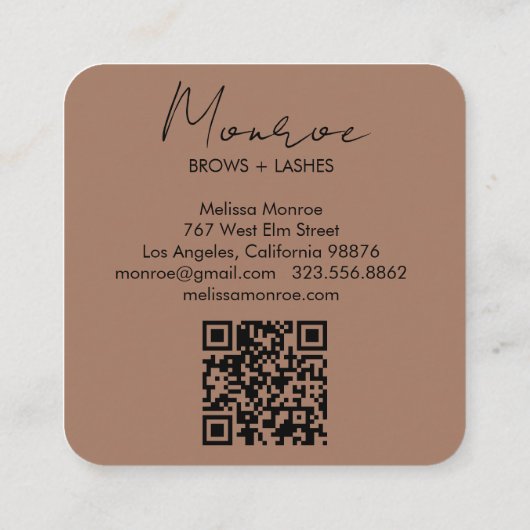 サンフローラボーホラインアートエレガントQRコードモカ スクエア名刺 (裏面)