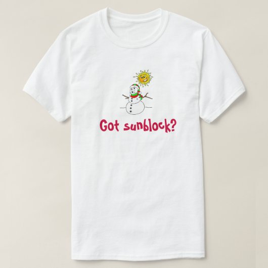 サンブおもしろいロ得ック雪だるま地球温暖化 Tシャツ (デザイン正面)