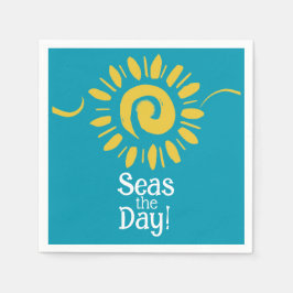 サンブルーイエローホワイトビーチシーズデイカクテル スタンダードカクテルナプキン