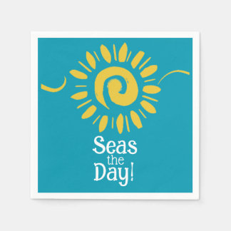 サンブルーイエローホワイトビーチシーズデイカクテル スタンダードカクテルナプキン