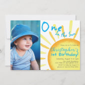 サンブルーサマーファースト誕生日 招待状 (正面)