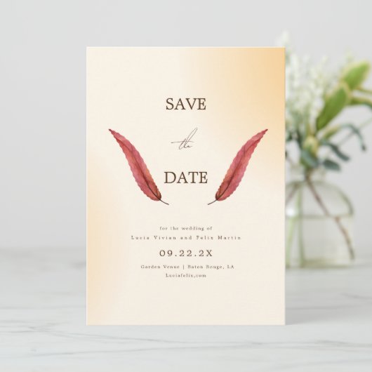 サンプルのミニマリストのクリームタイポグラフィ日付の保存 招待状 (スタンド正面)