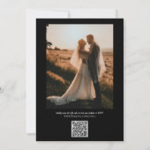 サンプルの白黒の写真とQRコード結婚 招待状 (裏面)