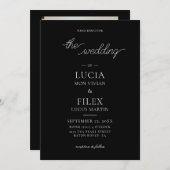 サンプルの白黒の写真とQRコード結婚 招待状 (正面/裏面)