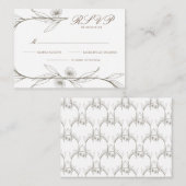 サンプルエレガントミニフローラウェディングRSVPカード エンクロージャーカード (正面/裏面)