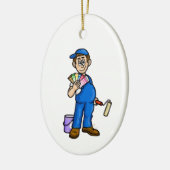 サンプルカラーカード付き男性の画家オーナメント セラミックオーナメント (左)