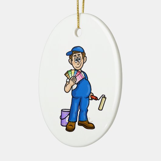サンプルカラーカード付き男性の画家オーナメント セラミックオーナメント (左)