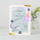 サンプルクラシックゴールデンパープル結婚グリーンのinvitat 招待状 (スタンド正面)