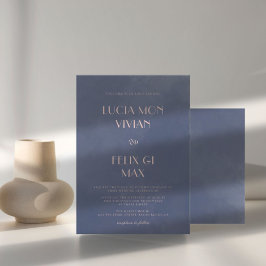 サンプルクラシックネイビーブルースモーク結婚式招待状 招待状