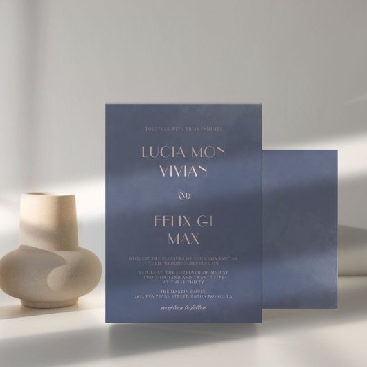 サンプルクラシックネイビーブルースモーク結婚式招待状 招待状