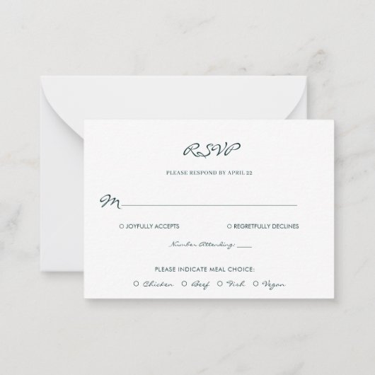 サンプルクラシックパープルウェディングRSVP ノートカード (裏面)