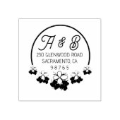 サンプルクラシック円ミニフラワー差出人住所 ラバースタンプ (インプリント)