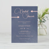 サンプルタイポグラフィネイビーブルーブライダルシャワー 招待状 (スタンド正面)