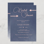 サンプルタイポグラフィネイビーブルーブライダルシャワー 招待状 (正面/裏面)