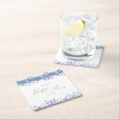 サンプルパープルフローラガーデンブライダルシャワー スクエアペーパーコースター (インサイチュ)