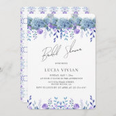 サンプルパープルフローラガーデンブライダルシャワー 招待状 (正面/裏面)