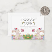 サンプルフローラとバニーかわいいサンキューカード ノートカード (正面/裏面インサイチュ)