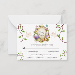 サンプルホワイトイースタービーブフォレストバニーRSVP ノートカード