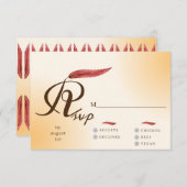 サンプルミニマリストオータムクリーム結婚タイポグラフィ 出欠カード (正面/裏面)