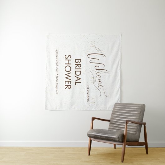 サンプルミニマル金ゴールドダストブライダルシャワーへようこそ タペストリー (インサイチュ(横))