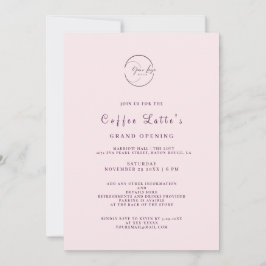 サンプルライトピンクのミニマリストビジネスのオープン 招待状