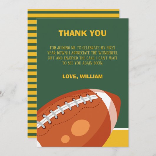 サンプルレトロサッカー初年ダウン1歳の誕生日 サンキューカード (正面/裏面)