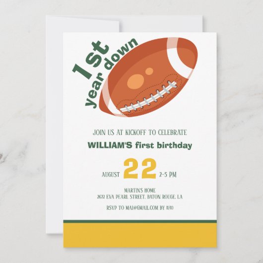 サンプルレトロサッカー初年ダウン1歳の誕生日 招待状 (正面)