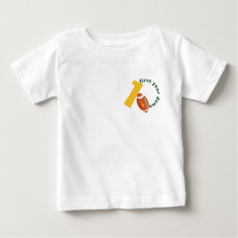 サンプルレトロフットボールファーストイヤーダウンバースデー ベビーTシャツ