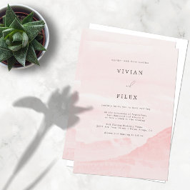 サンプル山の国の側の水の結婚色 招待状