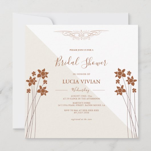サンプル秋のサイドフローラブライダルシャワー招待 セーブザデート (正面)