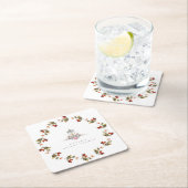 サンプル素朴フローラバラ&ランタンブライダルシャワー スクエアペーパーコースター (インサイチュ)