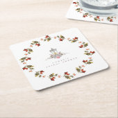 サンプル素朴フローラバラ&ランタンブライダルシャワー スクエアペーパーコースター (アングル)