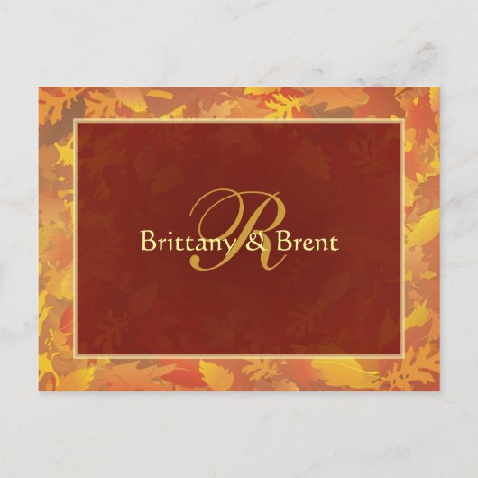サンプル結婚式招待状 – 秋ミストフレーム インビテーションポストカード (裏面)
