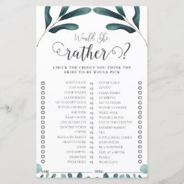 サンプル緑ユーカリブライダルシャワーゲーム