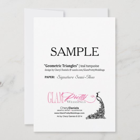 サンプル署名の半光沢の幾何学的な三角形 招待状 (裏面)