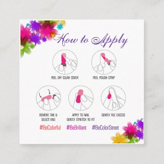 サンプル色の通りのネイルのスタイリストカードのための私に尋ねて下さい スクエア名刺 (裏面)