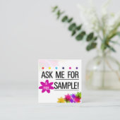 サンプル色の通りのネイルのスタイリストカードのための私に尋ねて下さい スクエア名刺 (スタンド正面)