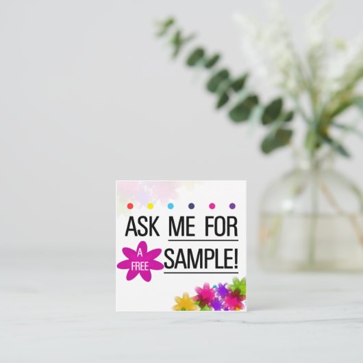 サンプル色の通りのネイルのスタイリストカードのための私に尋ねて下さい スクエア名刺 (スタンド正面)