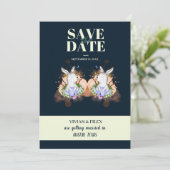 サンプル ダーク グリーン イースター バニー セーブ ザ デート 招待状 (スタンド正面)