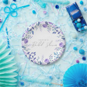 サンプル パープル フラワーズ ガーデン ブルー ブライダル シャワー ペーパープレート (パーティー)