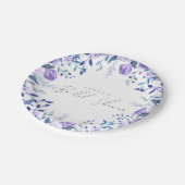 サンプル パープル フラワーズ ガーデン ブルー ブライダル シャワー ペーパープレート (アングル)
